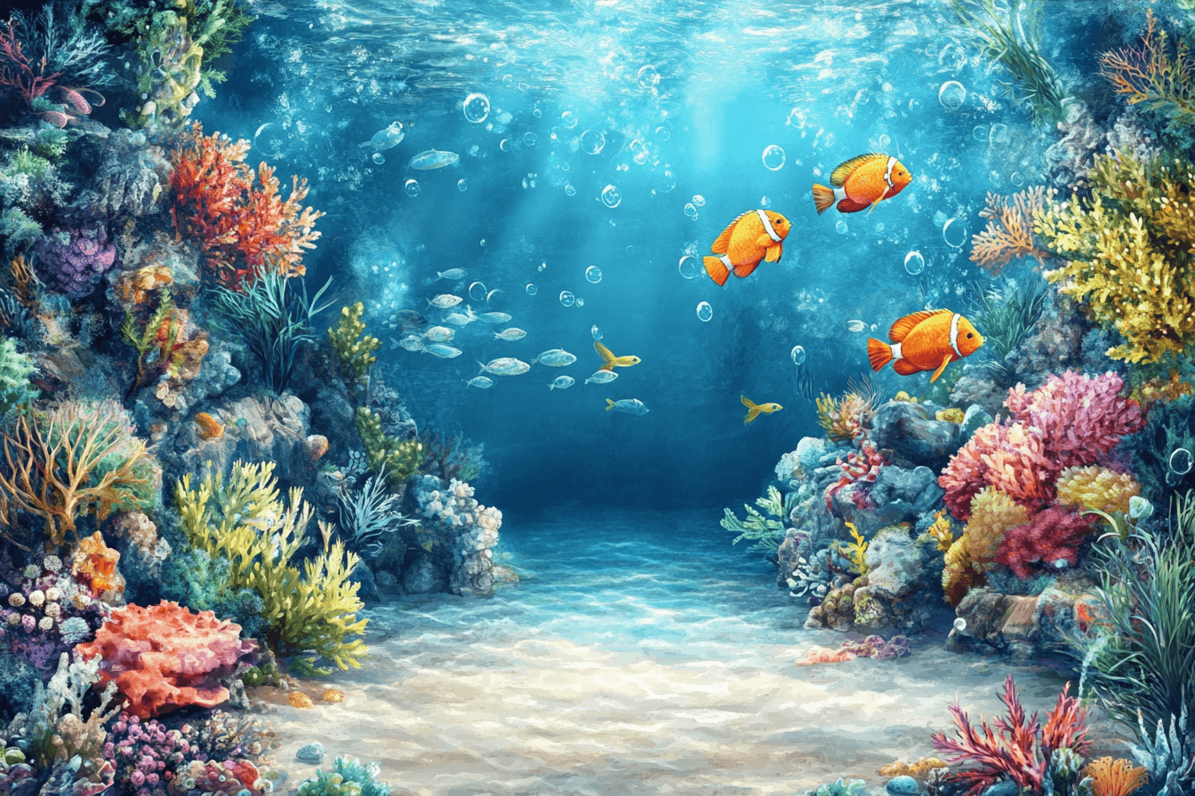 Papier Peint Marin Tapisserie Aquarelle Baleine