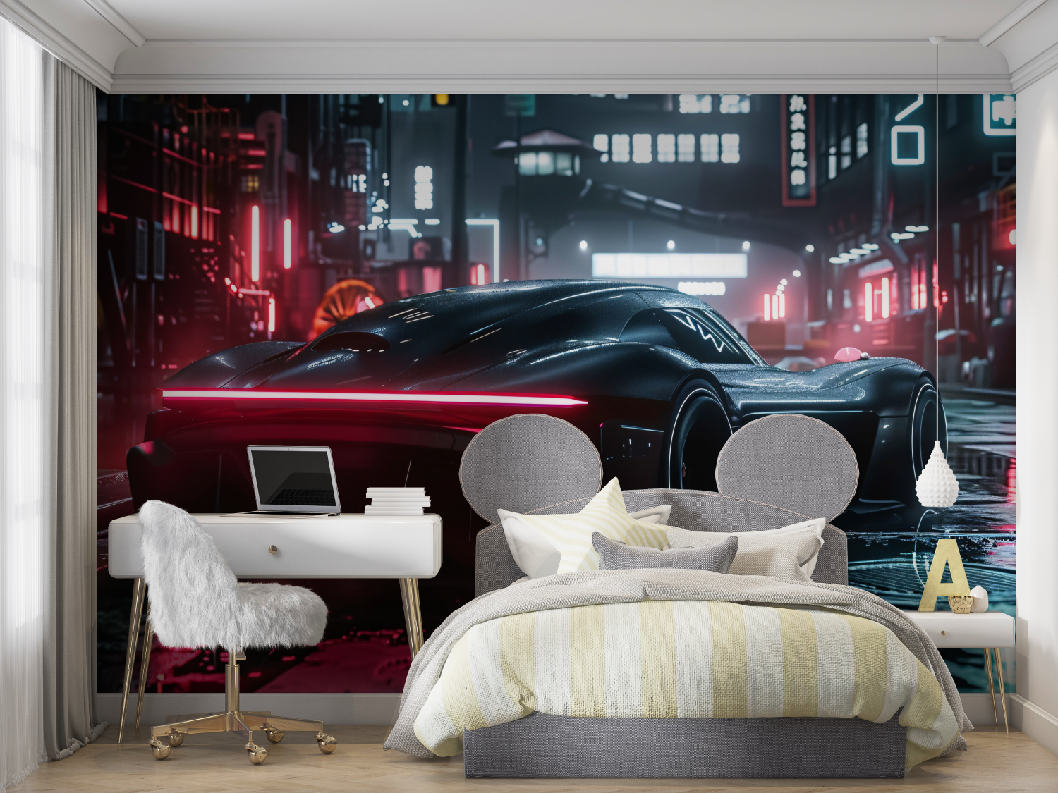 Papier peint voiture de luxe de nuit mur chambre panoramique