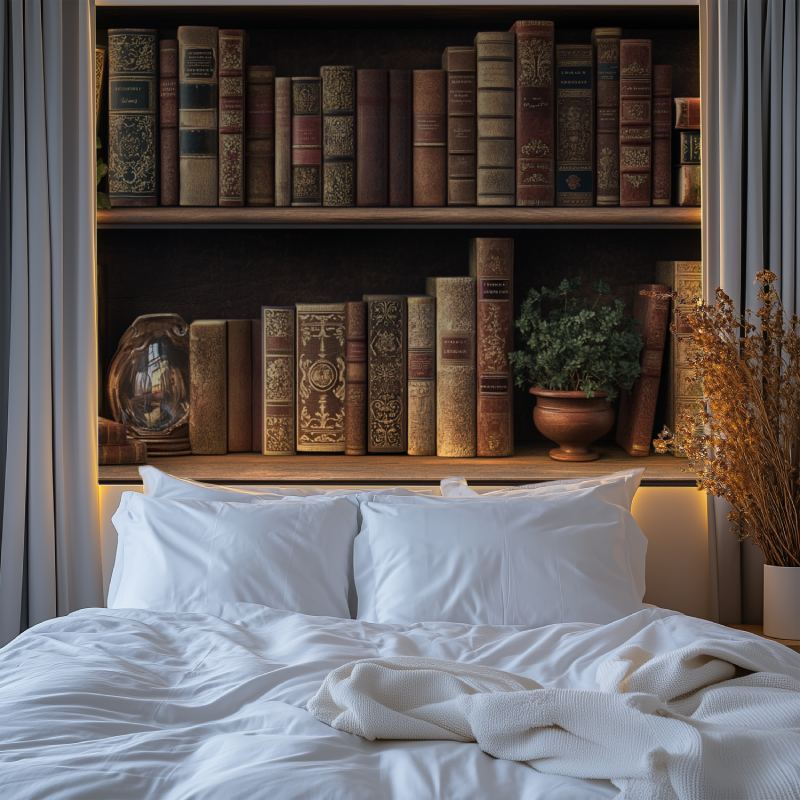 Papier peint trompe loeil etagere chambre tendanc
