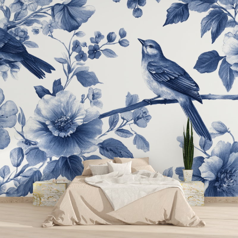 Papier peint aquarelle jardin b...harmonieux tapisserie 2025