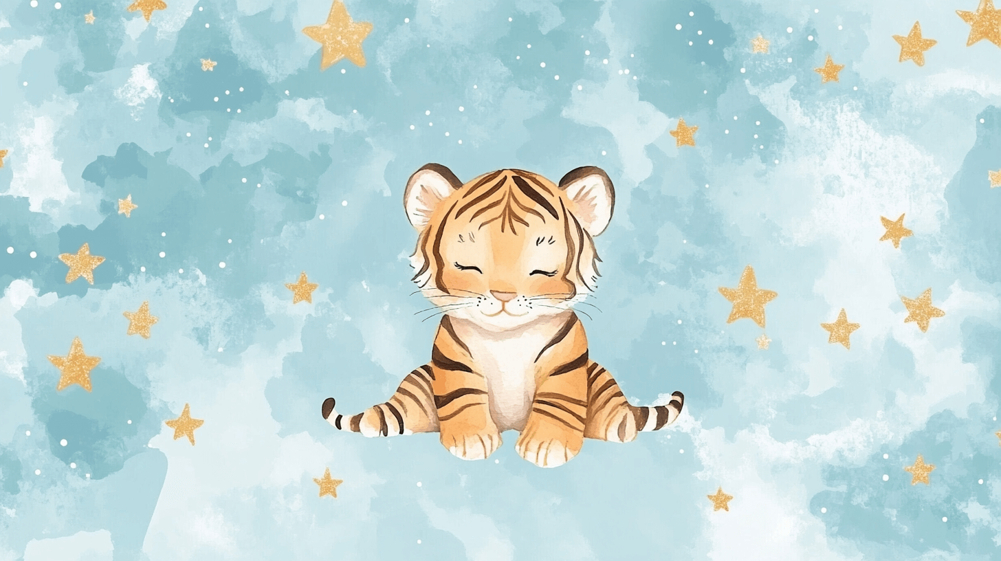 Papier Peint Tigre Et Ciel Étoilé