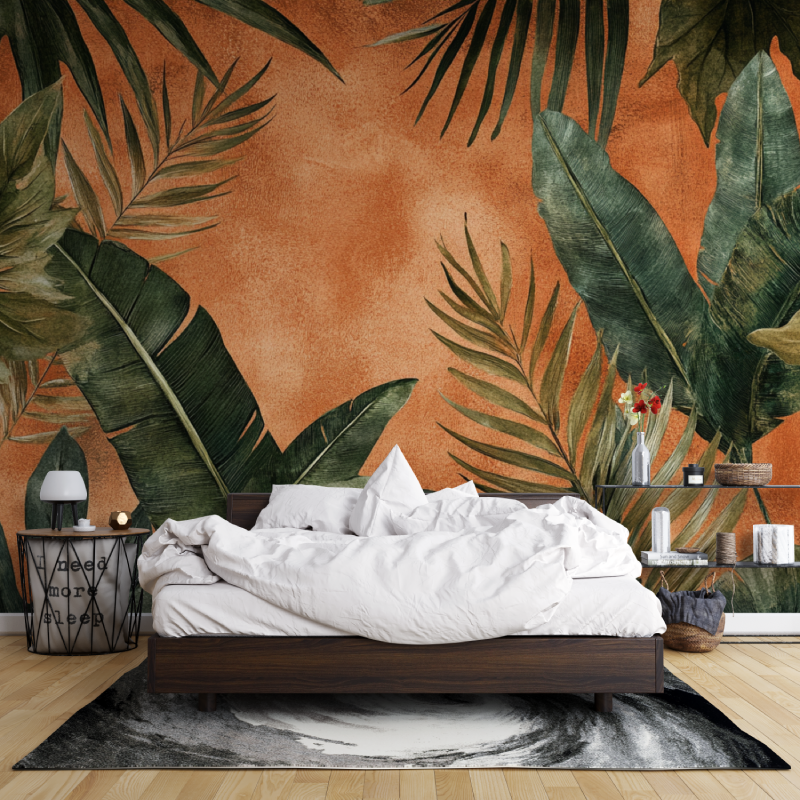 Papier peint terracotta avec fe...ropicales leroy merlin mur