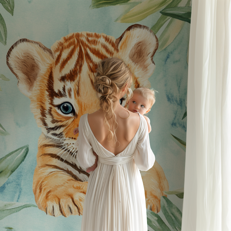 Papier peint tigre et ambiance tropicale bb123