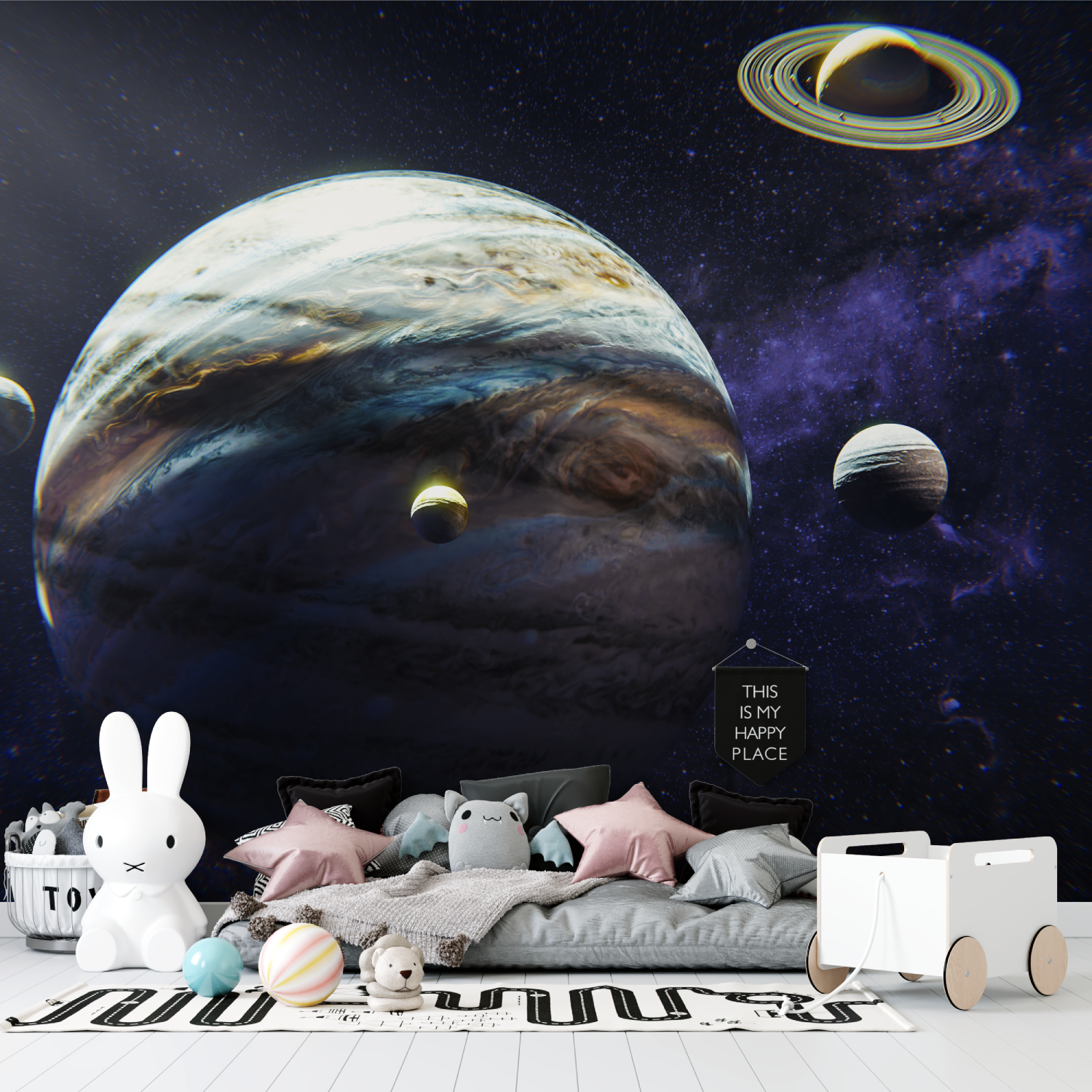 Papier peint theme espace tapisserie garcon