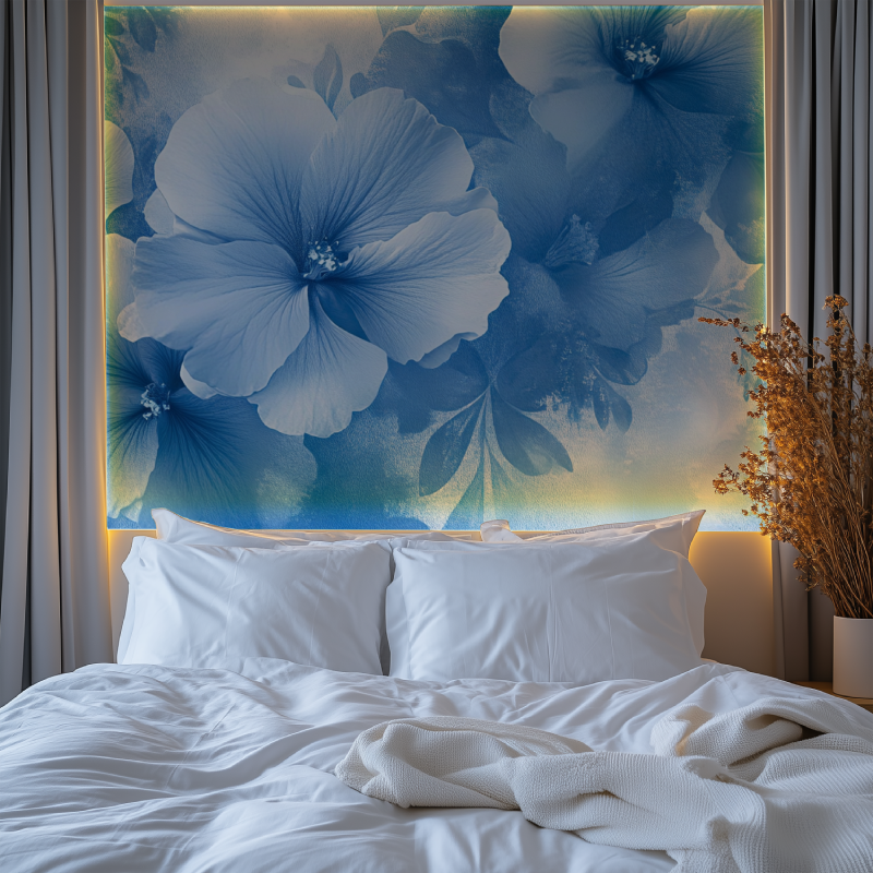 Papier peint vintage fleur bleu chambre premium