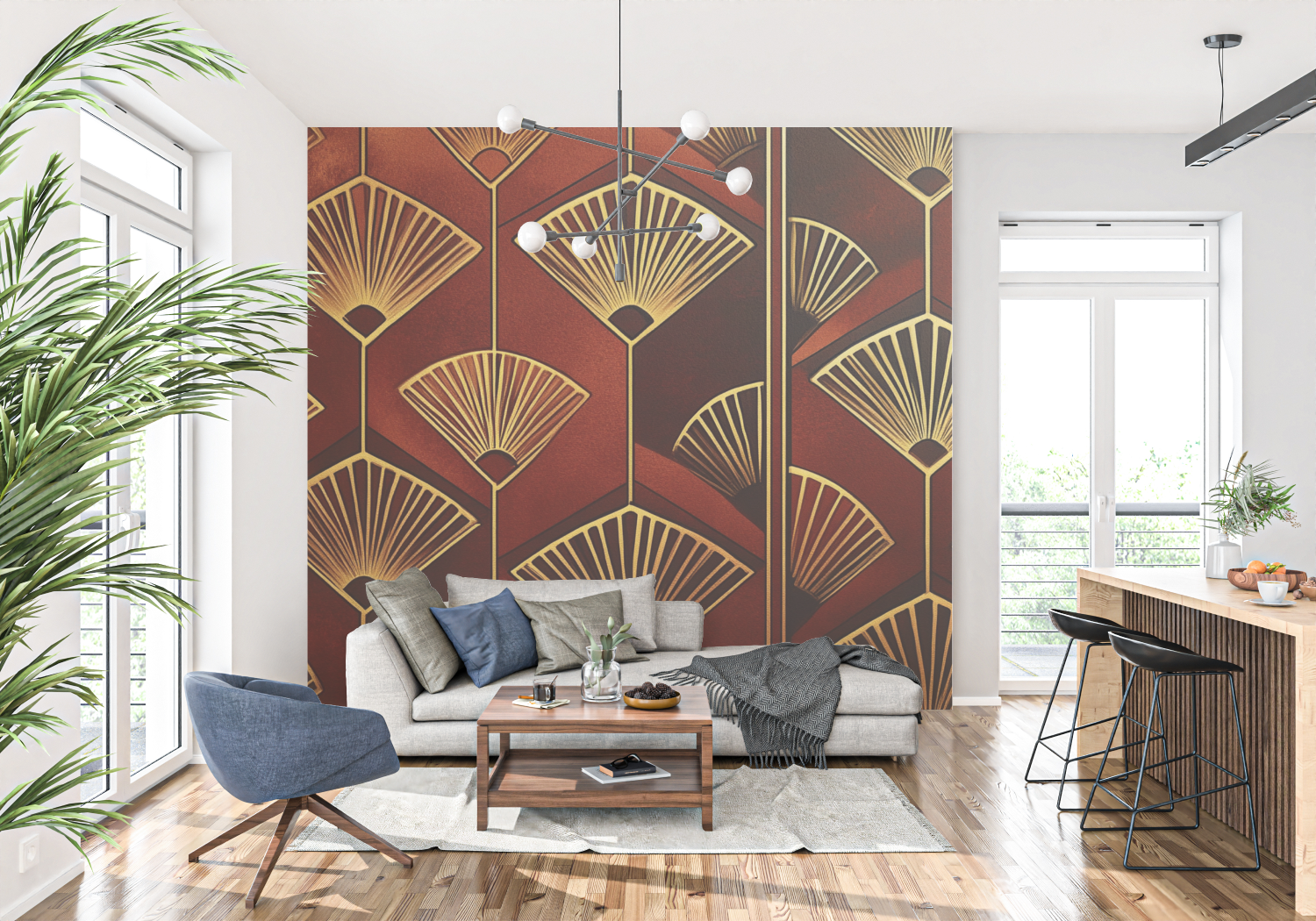 Papier peint terracotta art deco tendance tapisserie