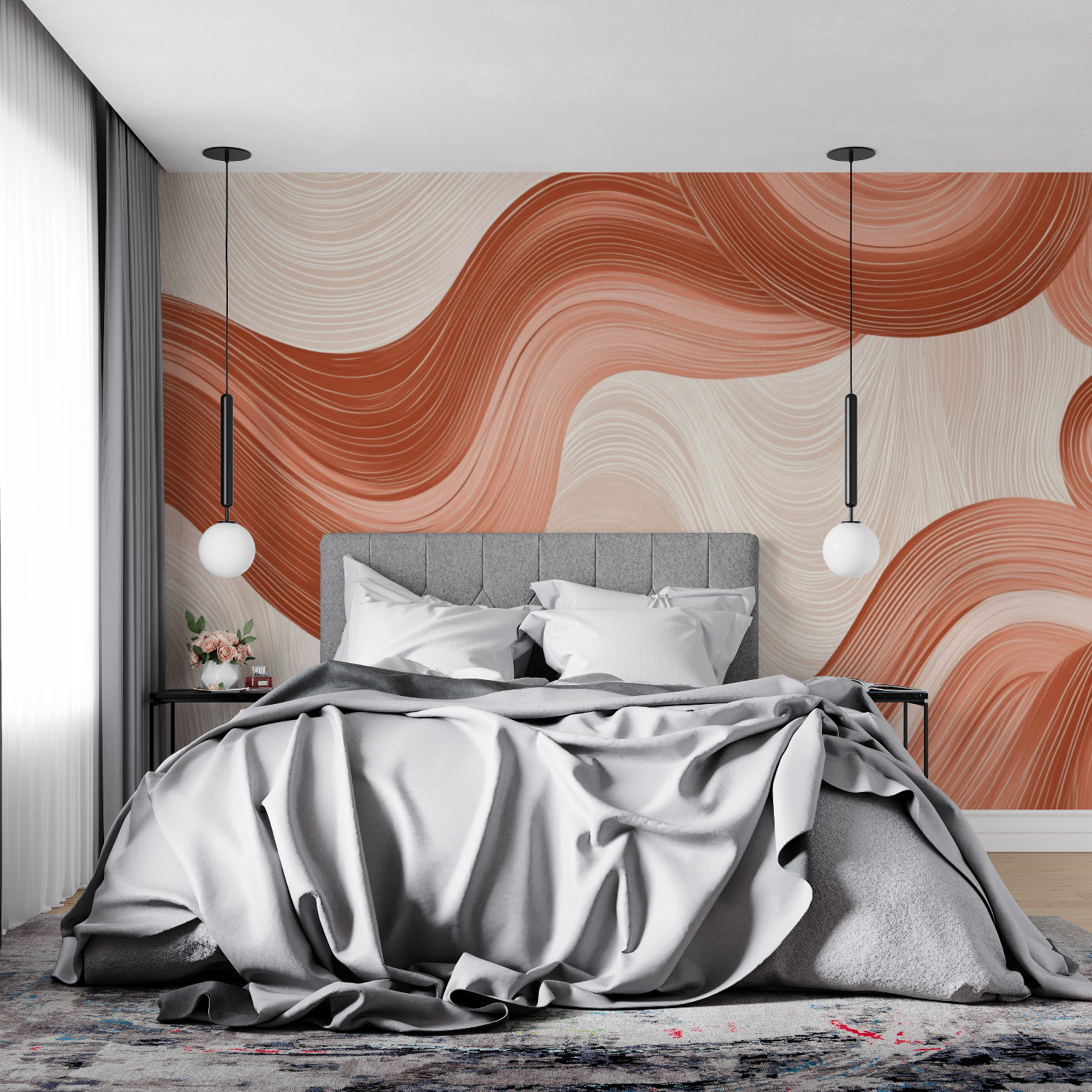 Papier peint terracotta abstrait tendance 4murs