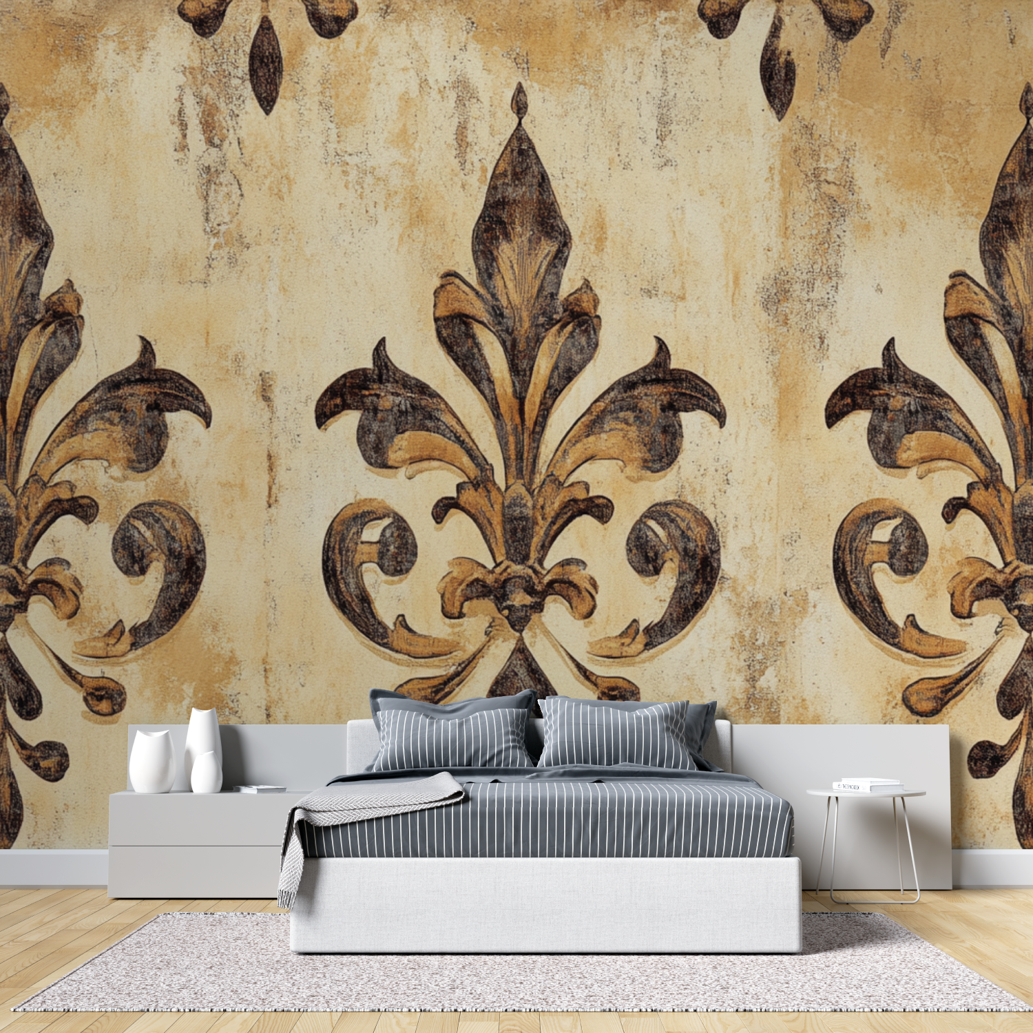 Papier peint fleur de lys fond bande annonce tete de lit