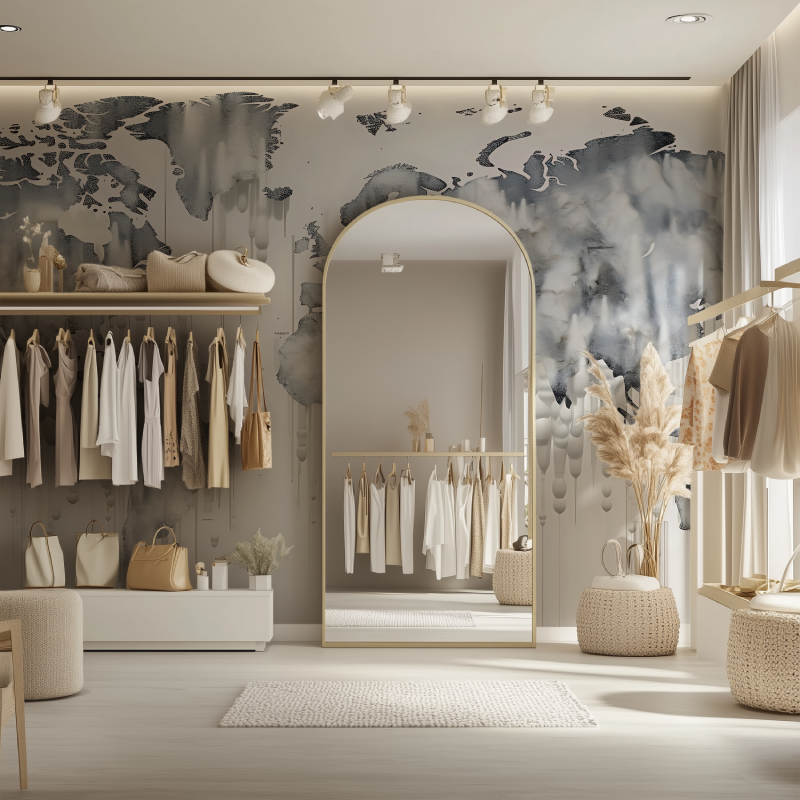 Papier peint carte du monde peinture dressing