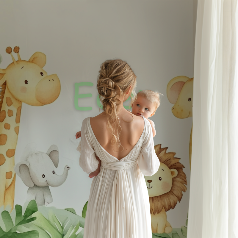 Papier peint prenom animaux jungle bb123