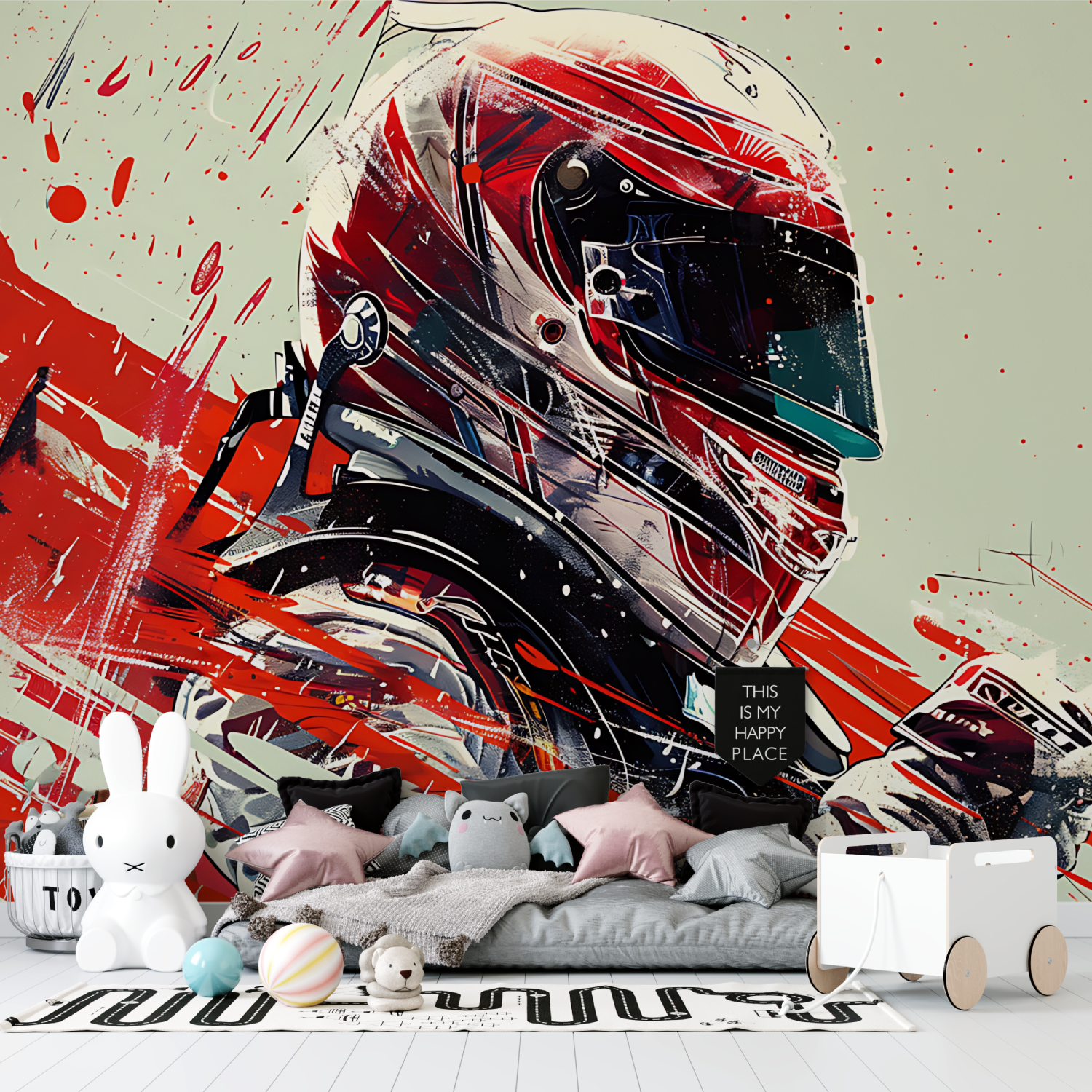 Papier peint moto de course enfants tapisserie garcon