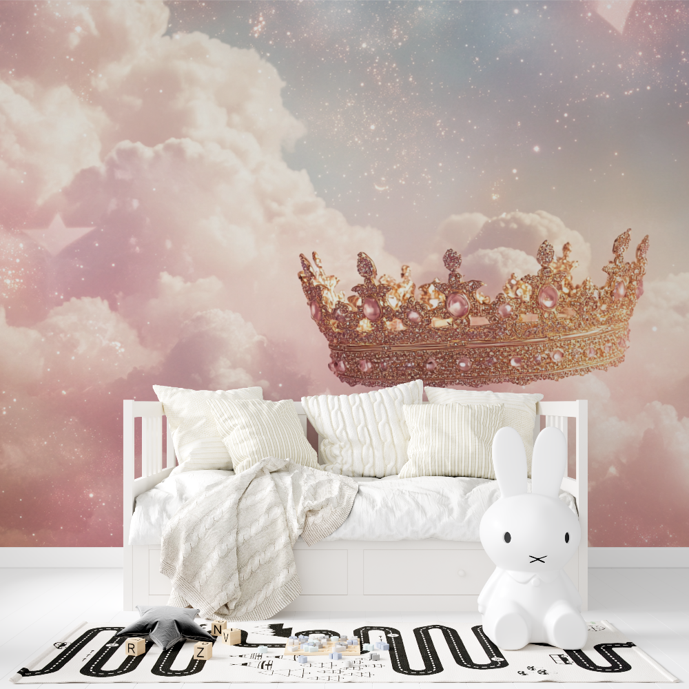 Papier peint princesse couronne...ntillante tapisserie fille
