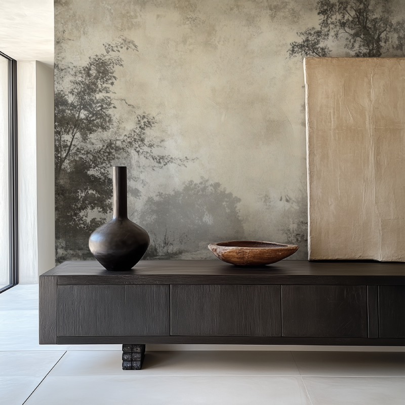 Papier peint vintage gravure salle manger papier