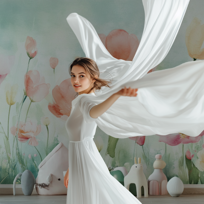 Papier peint fleurie vintage modele