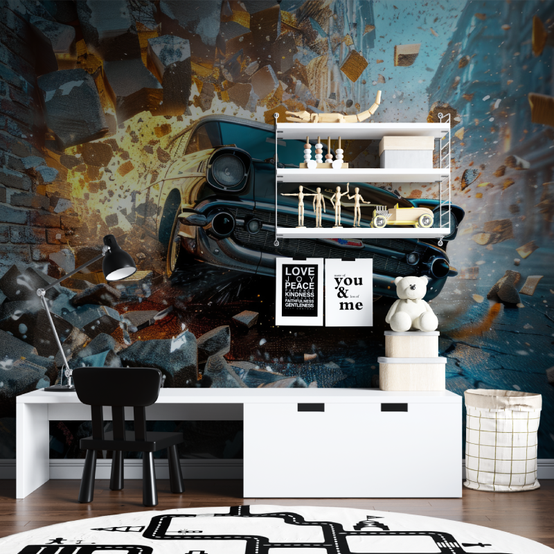 Papier peint voiture pour ado tapisserie chambre ados