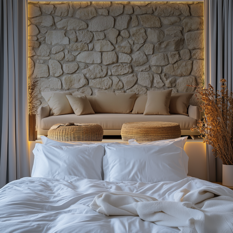 Papier peint pierre trompe l oeil chambre premium