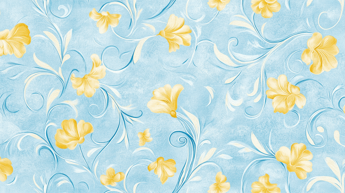 Papier Peint Vintage Jaune Et Bleu