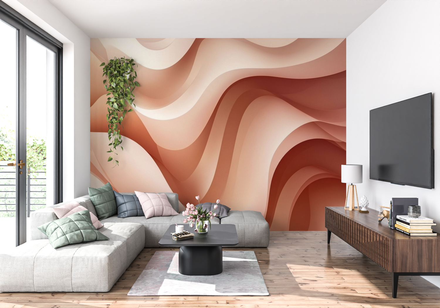Papier peint terracotta motifs tendance panoramique 4murs
