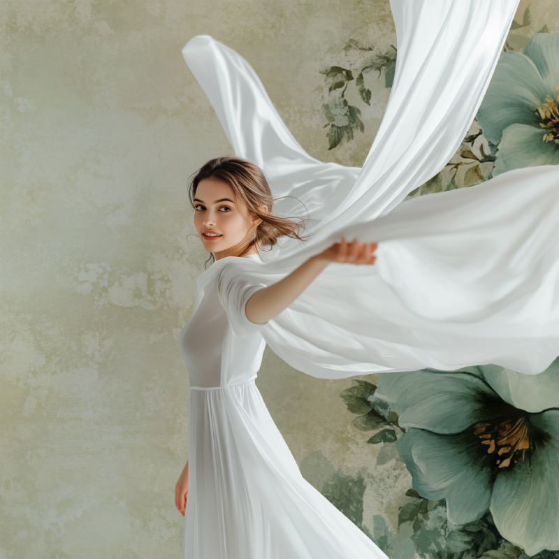 Papier peint vintage fleurs vert modele