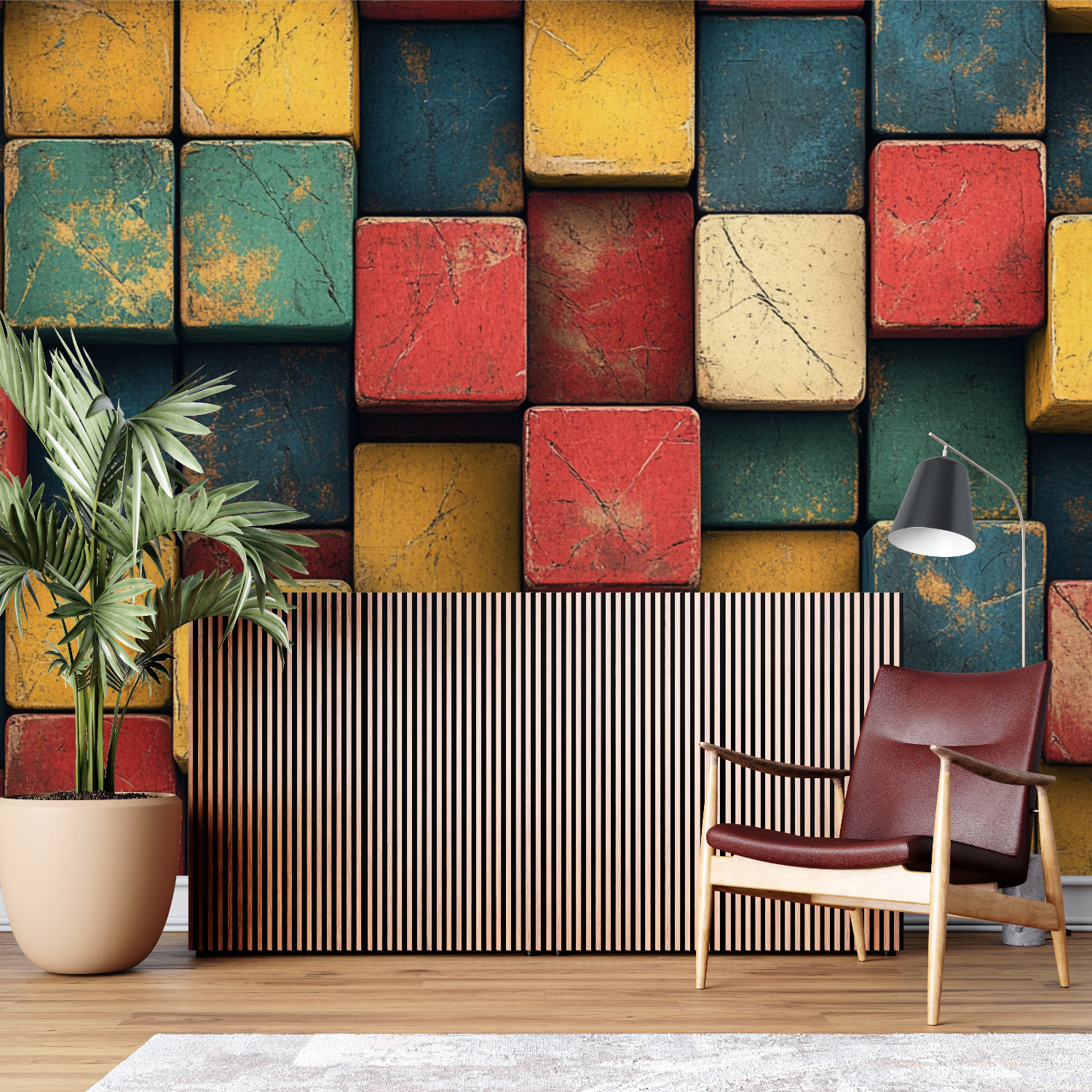 Papier peint vintage rubiks cube sur mesure