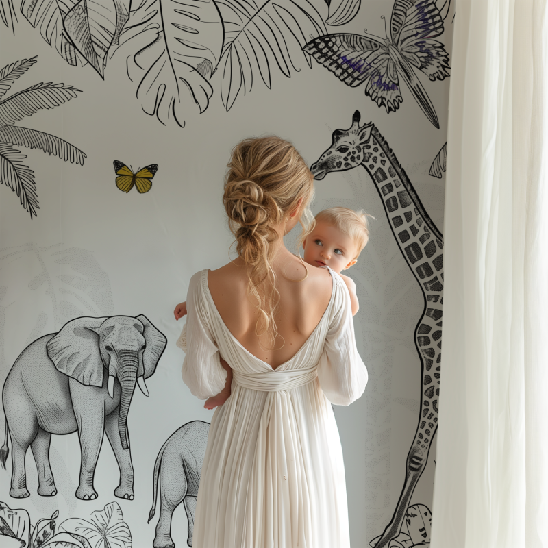 Papier peint panoramique animaux de la jungle bb123