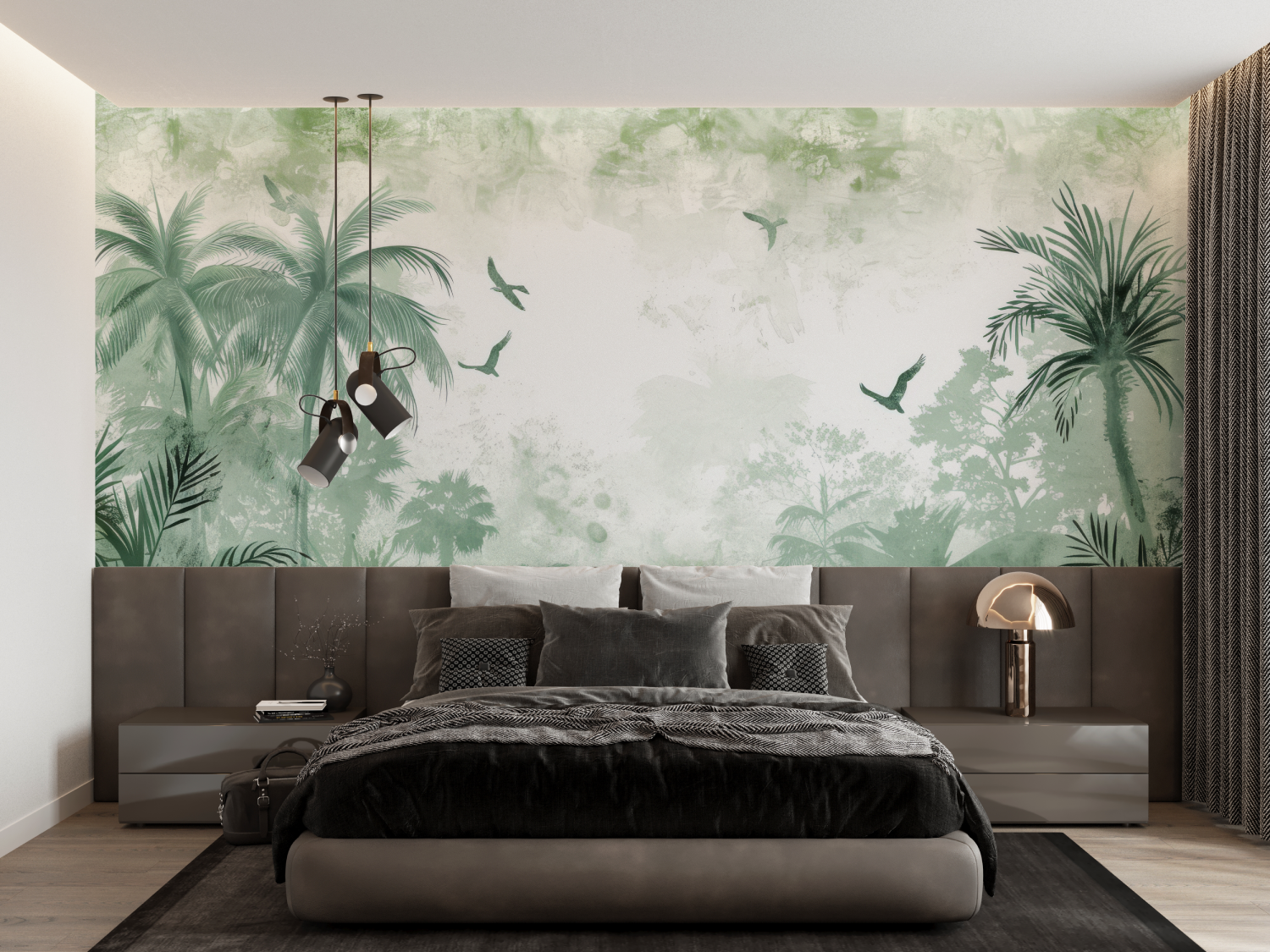 Papier Peint Panoramique Nature Vert - trompe l'oeil