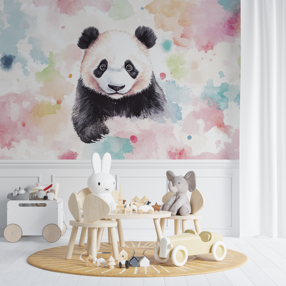 Papier peint panda et couleurs pastel chambre de bebe