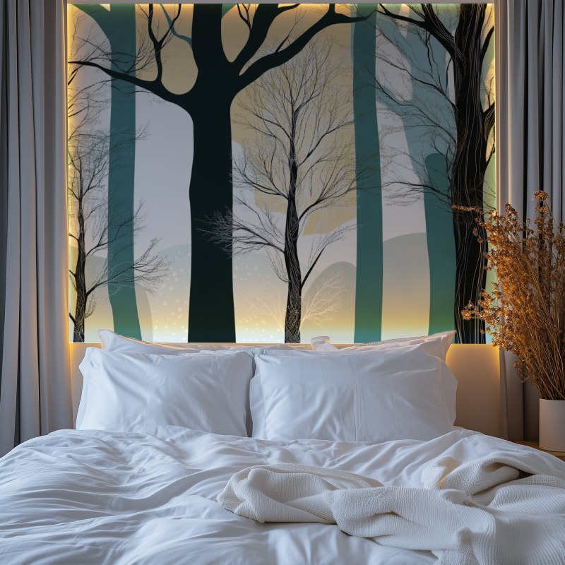 Papier peint arbre rayures chambre tendanc