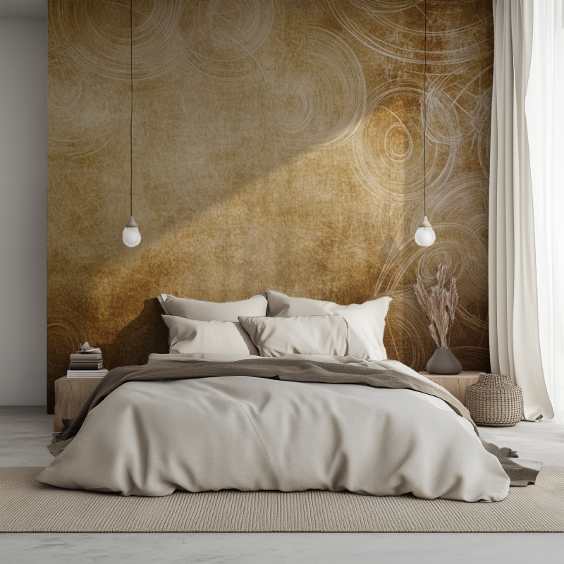 Papier peint vintage marron lit 1234