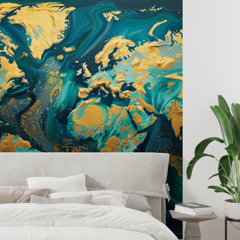 Papier peint carte du monde des...canard tapisserie tendance