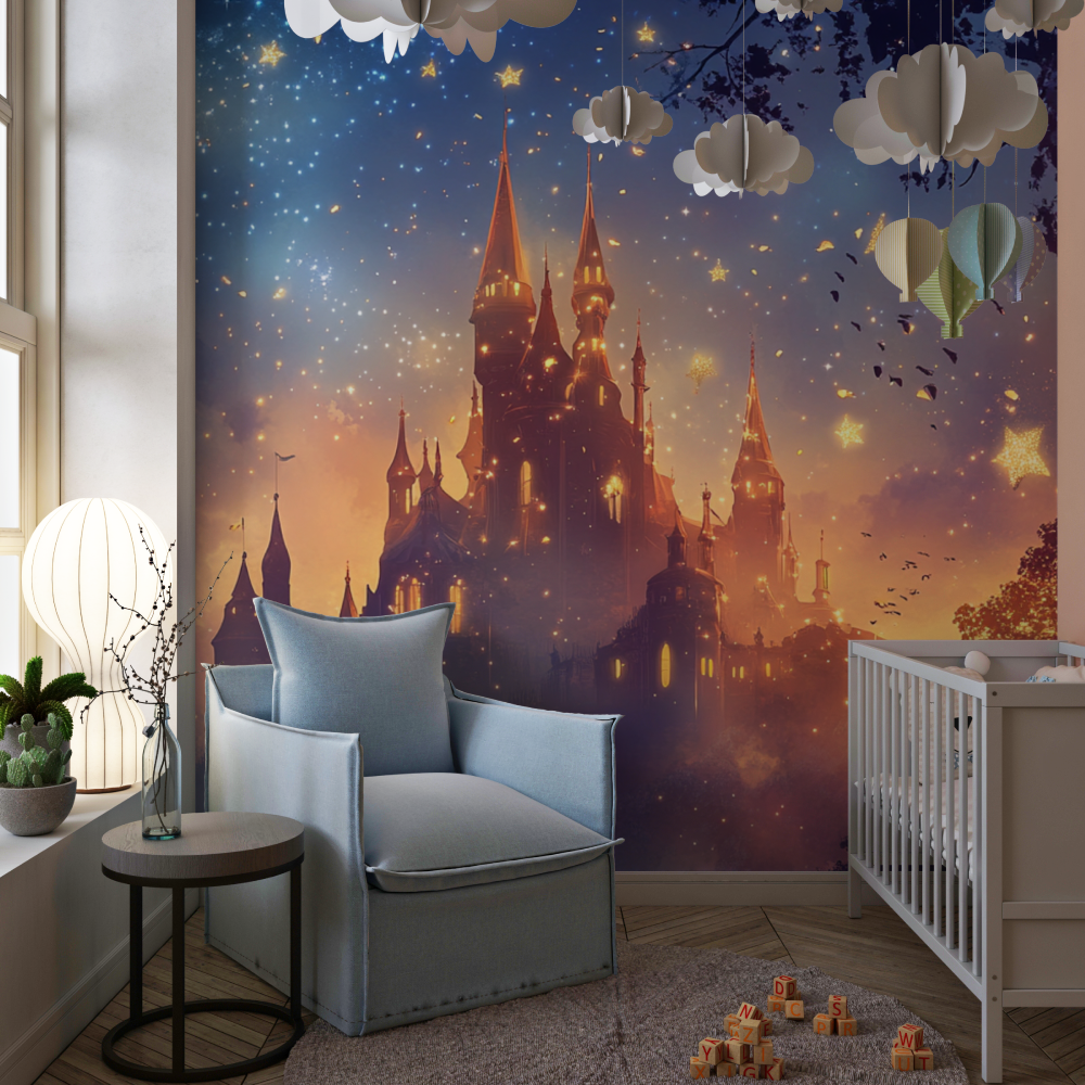 Papier peint princesse chateau des reves chambre de fille