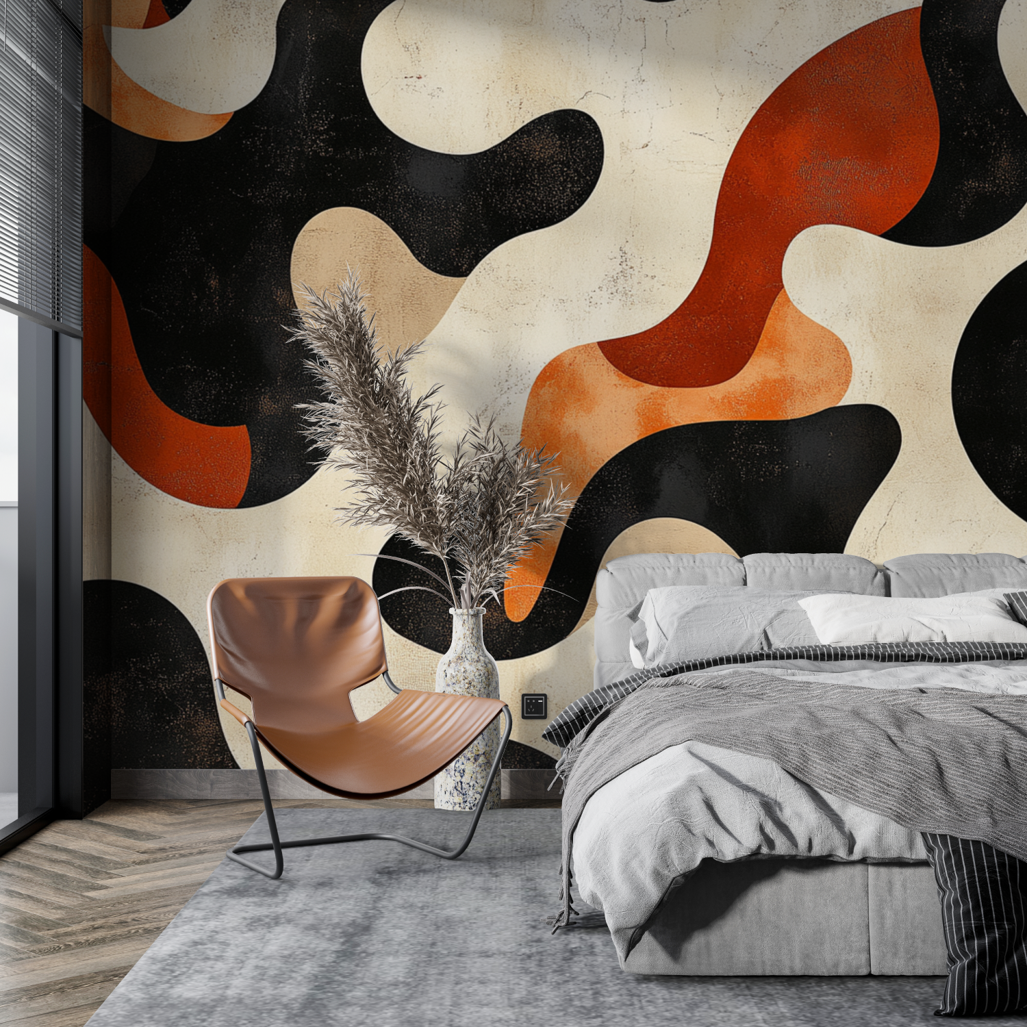 Papier peint terracotta bulles abstrait tapisserie pano