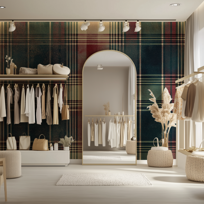 Papier peint vintage tartan dressing
