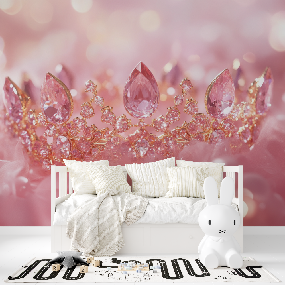 Papier peint princesse couronne en diamant tapisserie fille