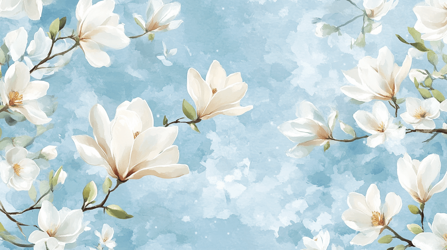 Papier Peint Aquarelle Magnolia En Fleurs
