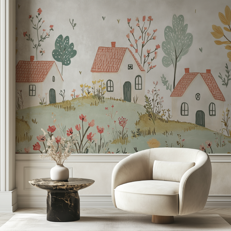 Papier peint vintage cottager chaise tendance