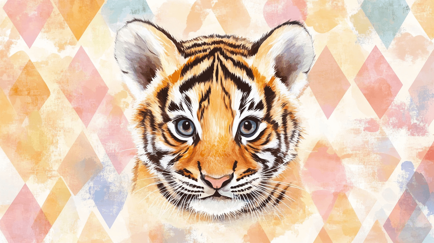 Papier Peint Tigre Et Motifs Géométriques