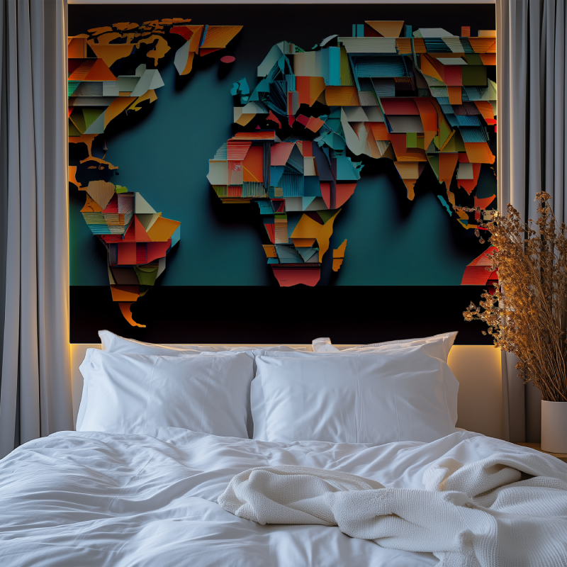 Papier peint 3d carte du monde chambre tendanc