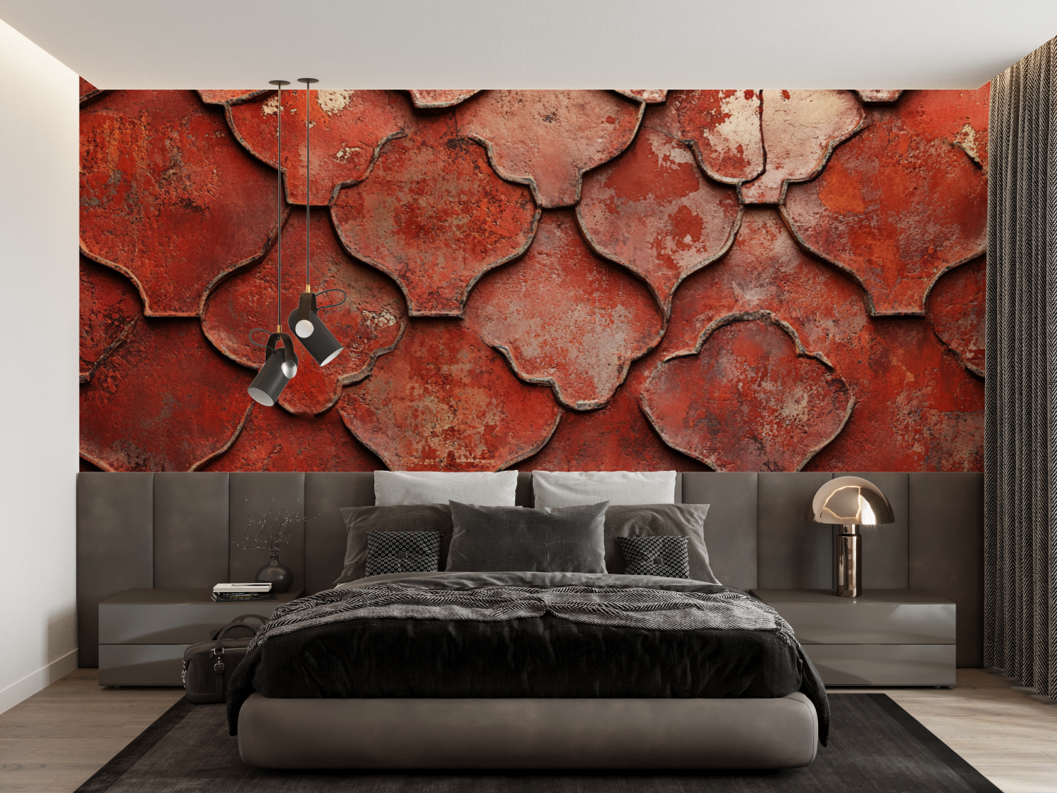 Papier peint terracotta style marocain francais