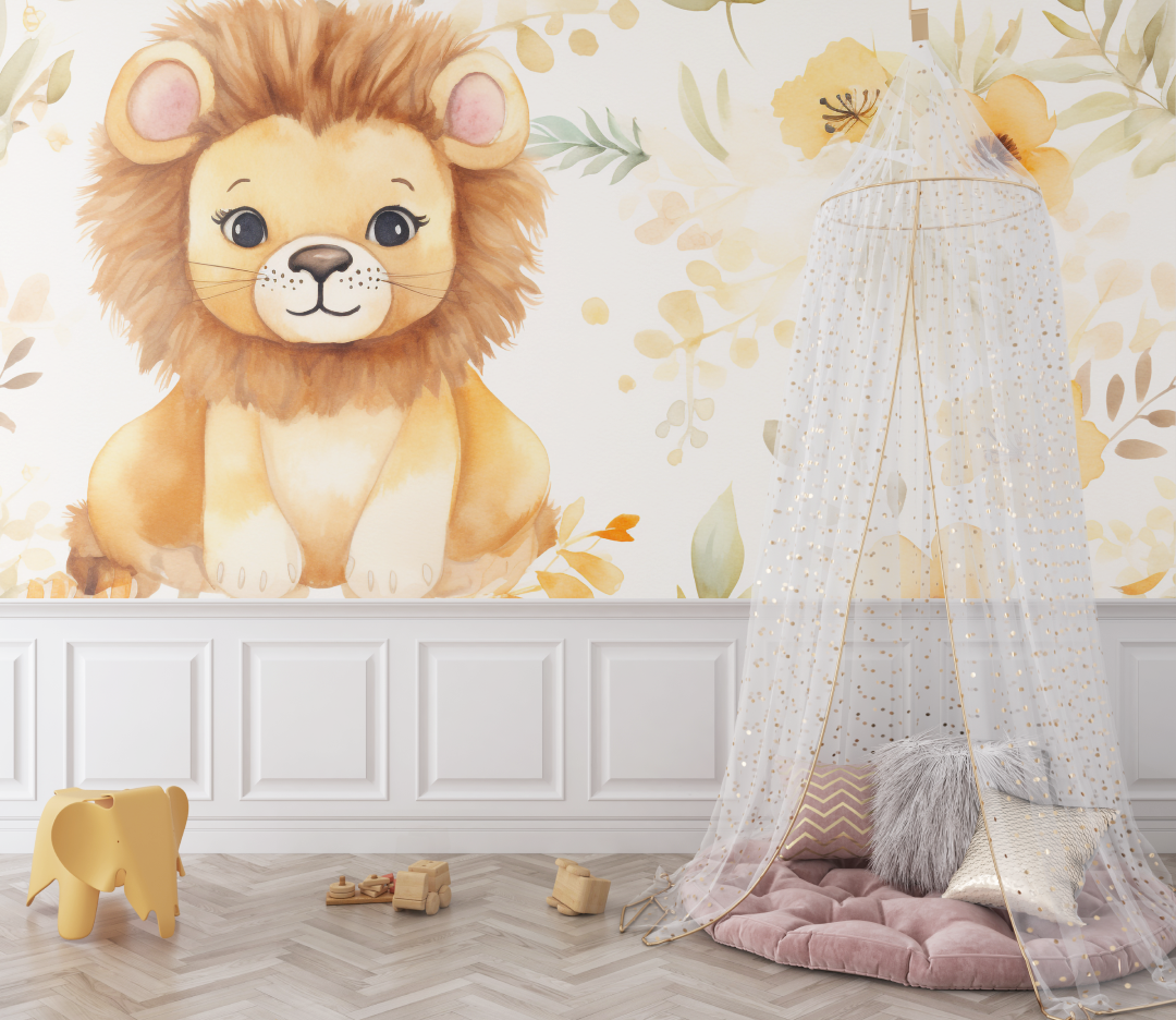 Papier peint lion panoramique bebe