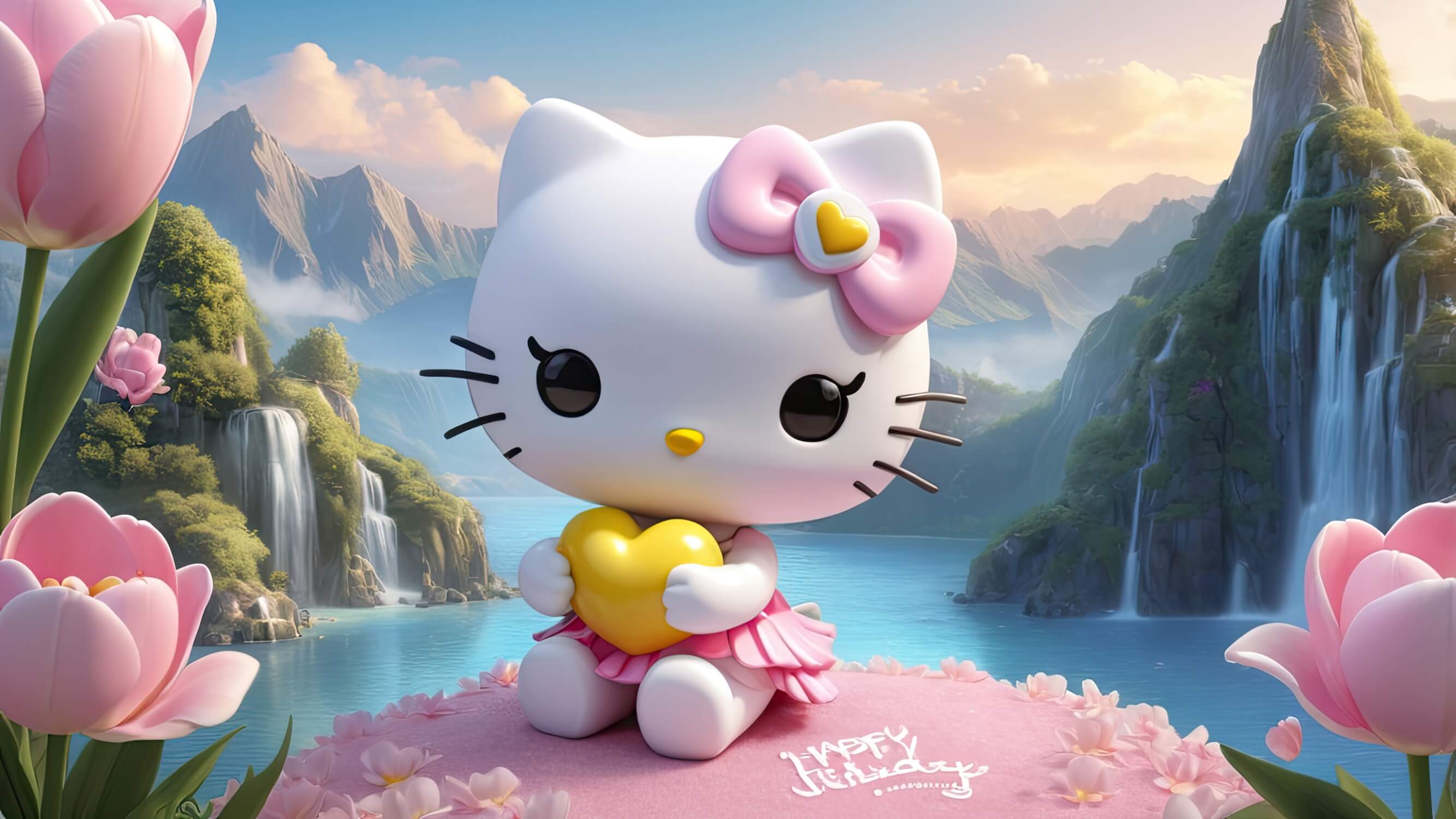 Papier Peint Hello Kitty Trompe l'Oeil