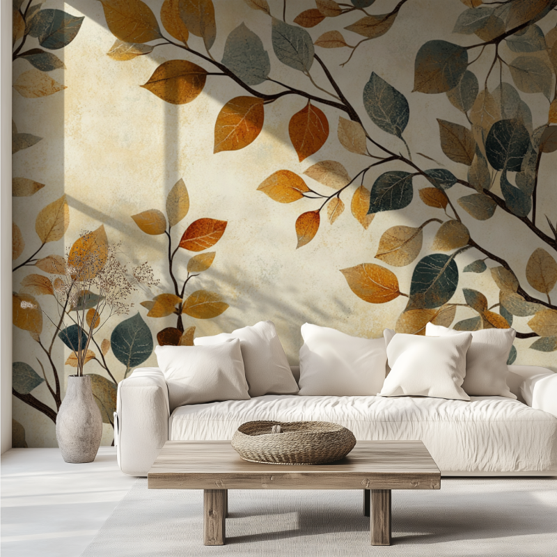 Papier peint arbre ethnique chic canape tendance