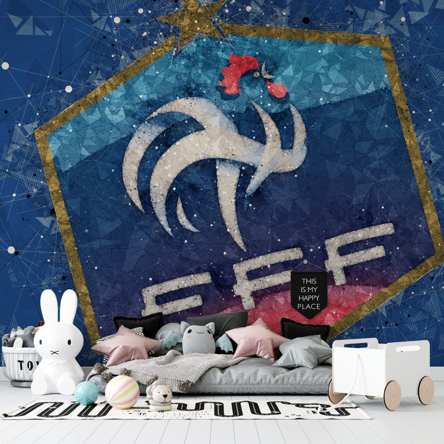 Papier peint chambre foot equipe de france tapisserie garcon
