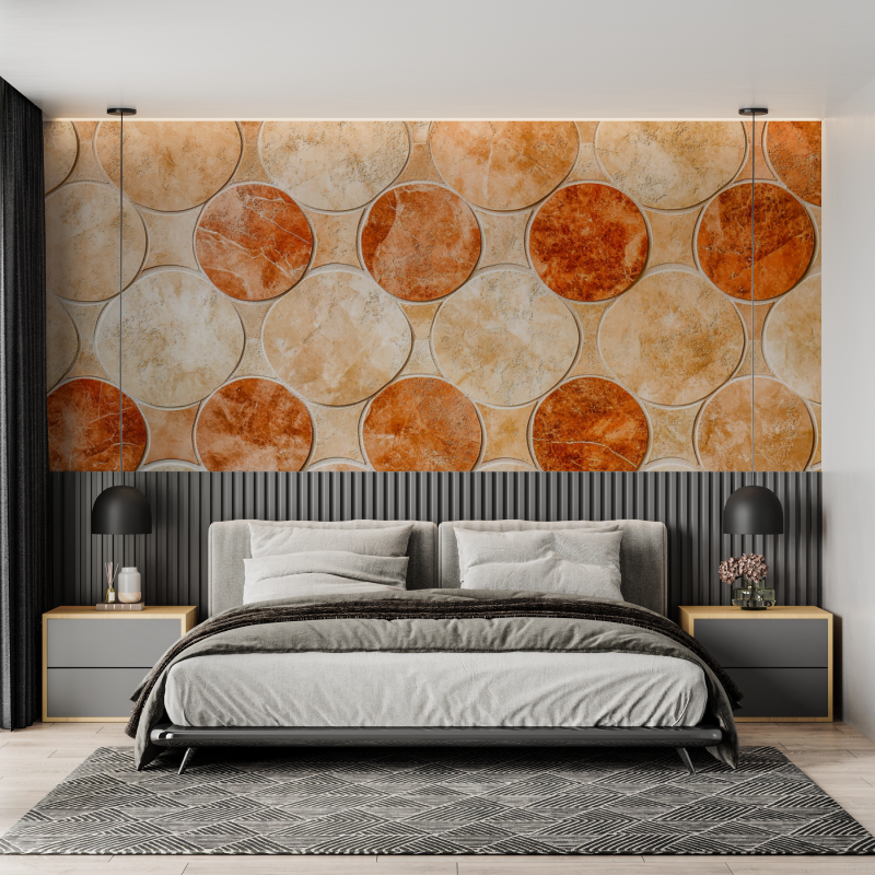 Papier peint terracotta effet mosaique mural adulte