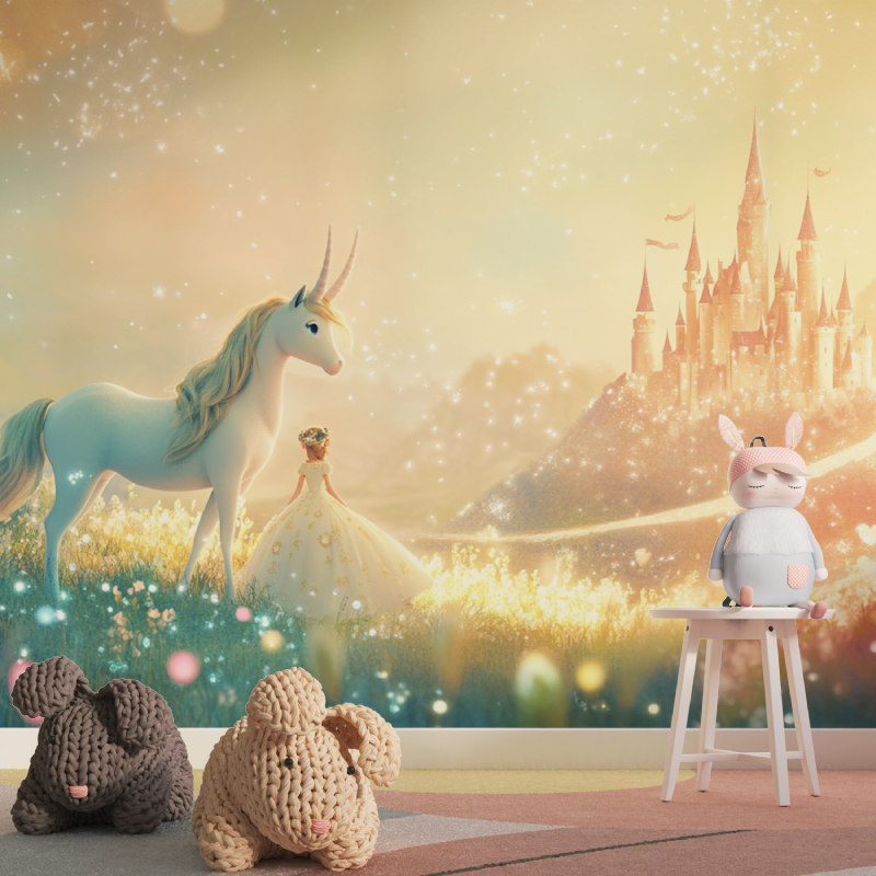 Papier peint chateau princesse ...orne tapisserie pour fille