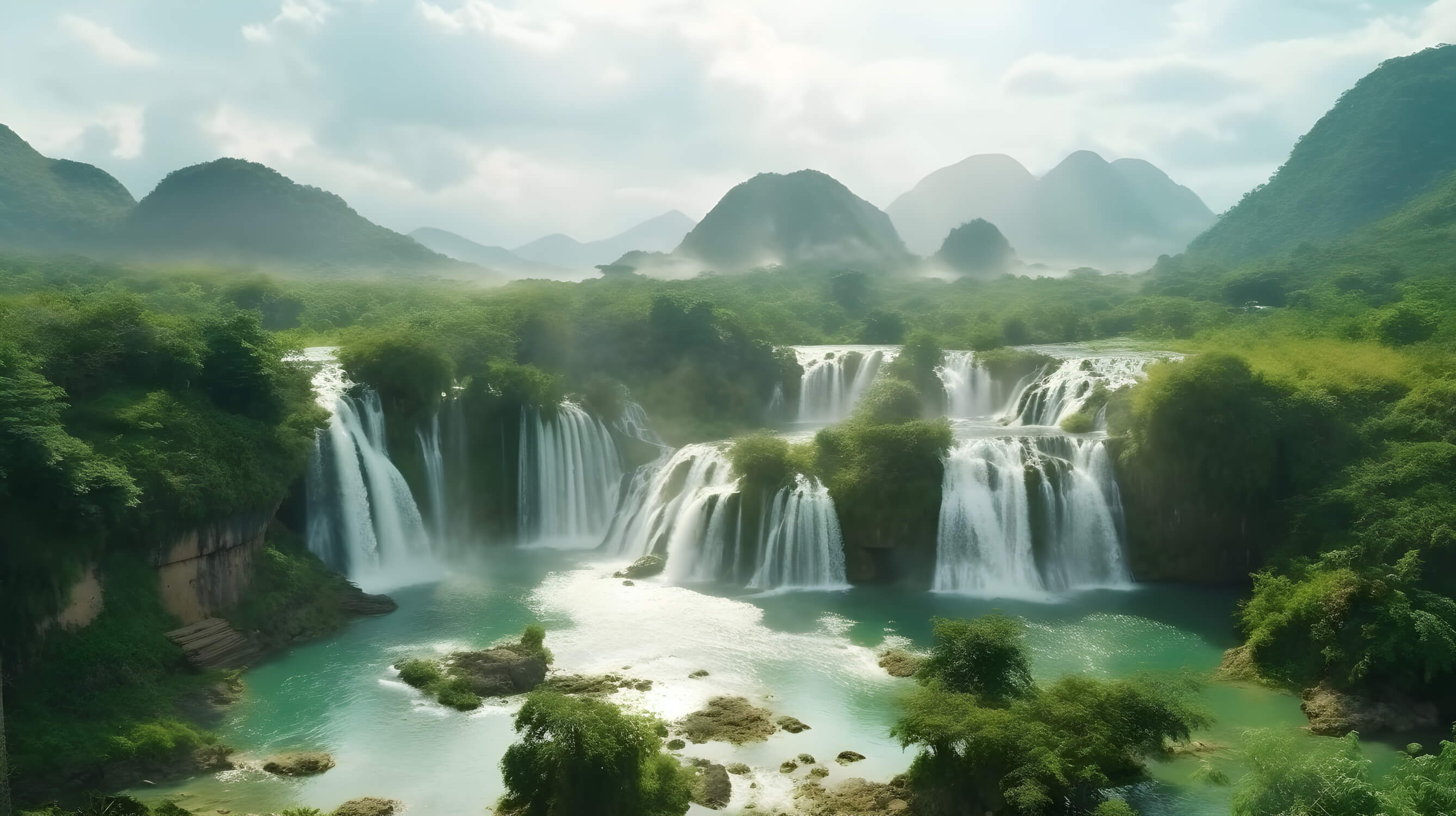 Papier Peint Aquarelle Cascade Douce