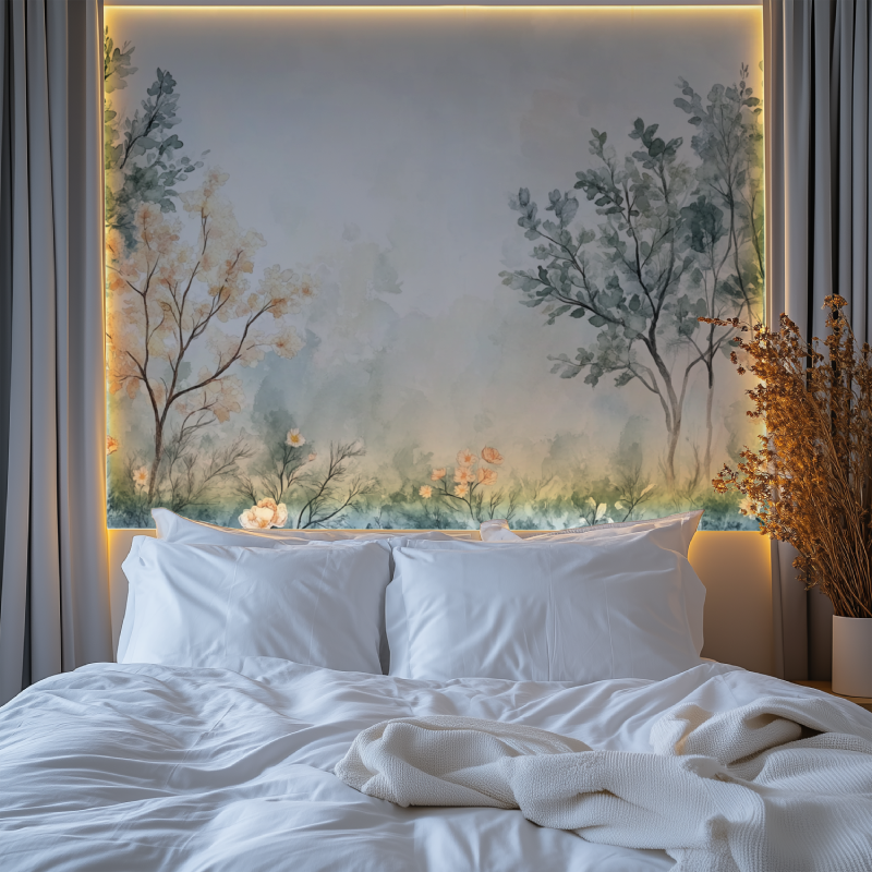 Papier peint fleur et arbre chambre premium