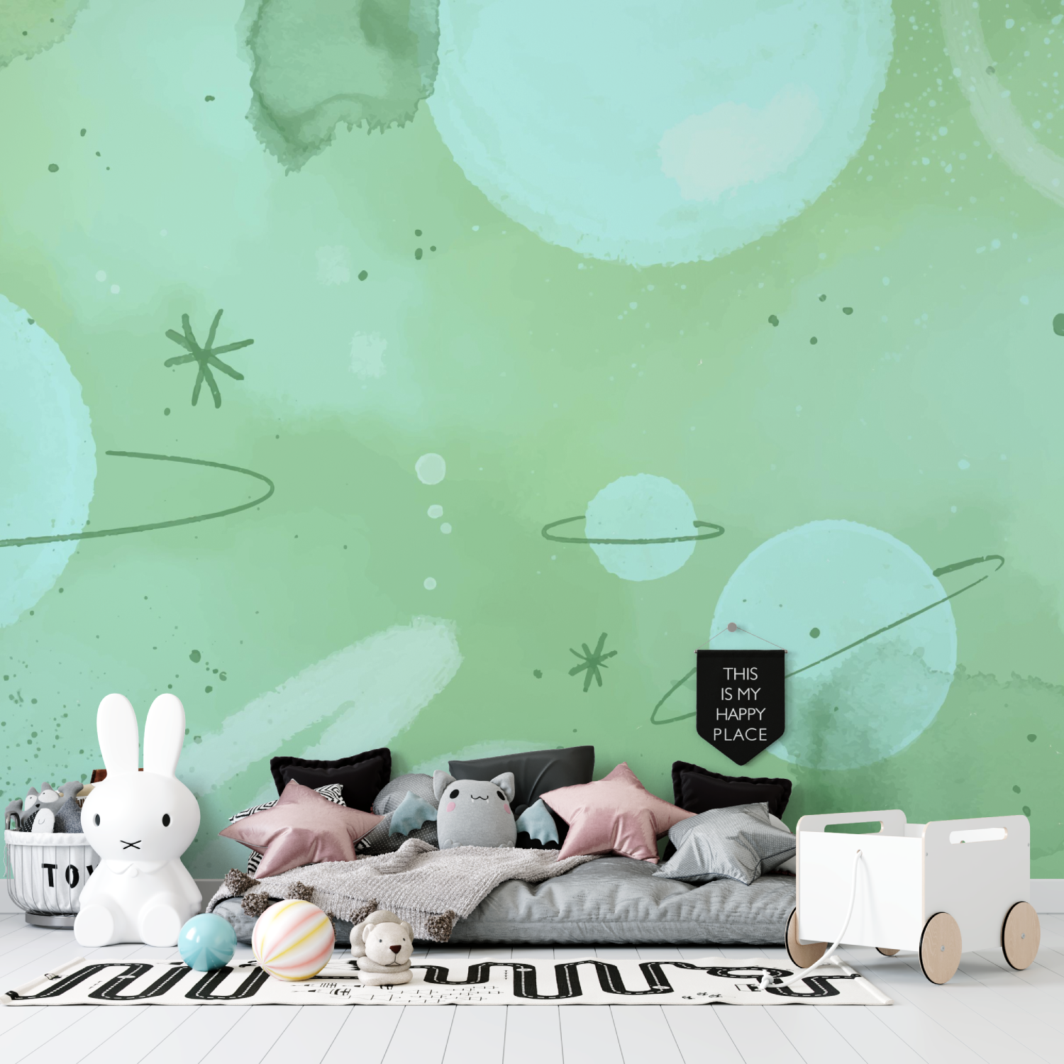 Papier peint espace planetes enfants tapisserie garcon