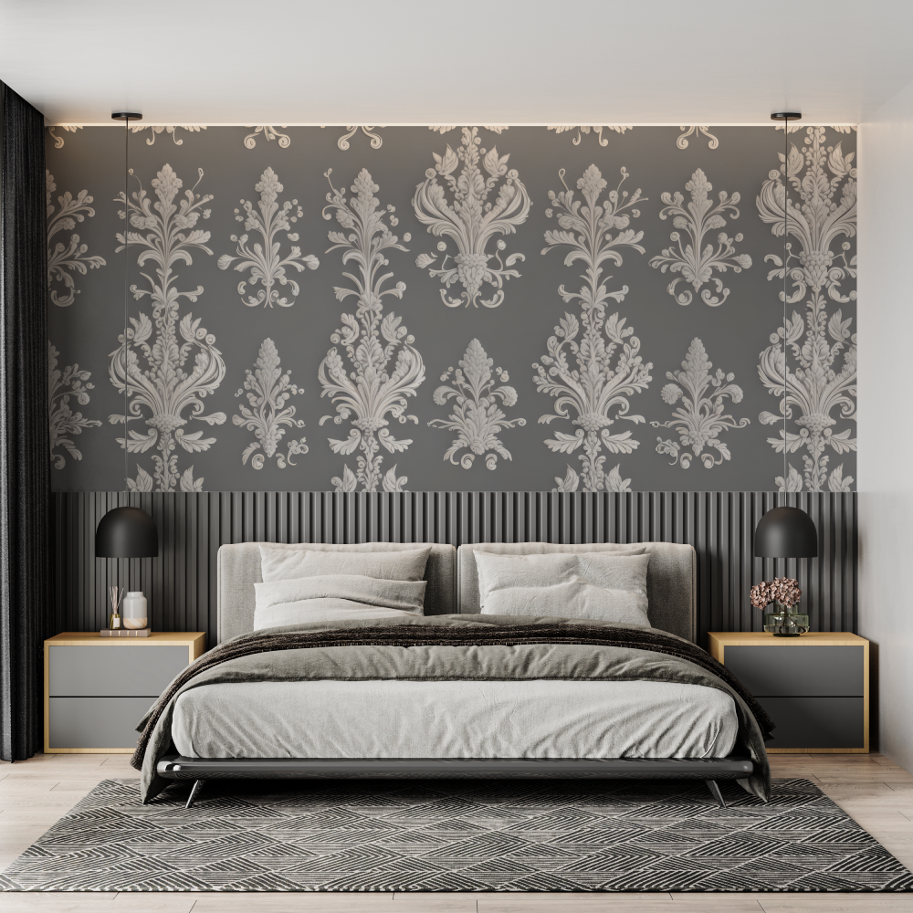 Papier Peint Baroque Gris - tendance 2024