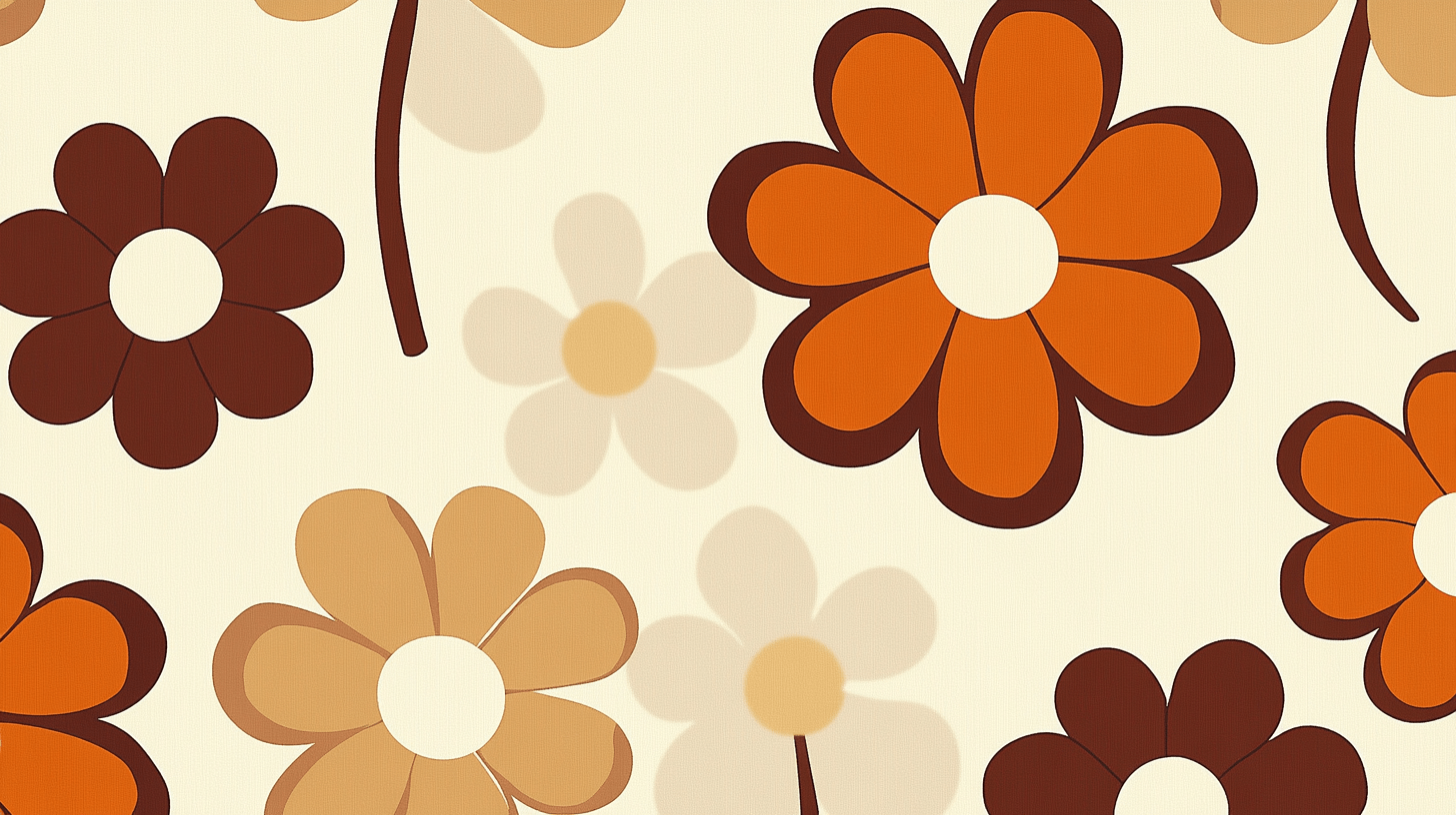 Papier Peint Fleur Marron Année 80
